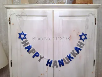 

cheap Happy Hanukkah Glitter Banner -- Star Of David / Hanukkah Decoration / Photo Prop Christmas garland