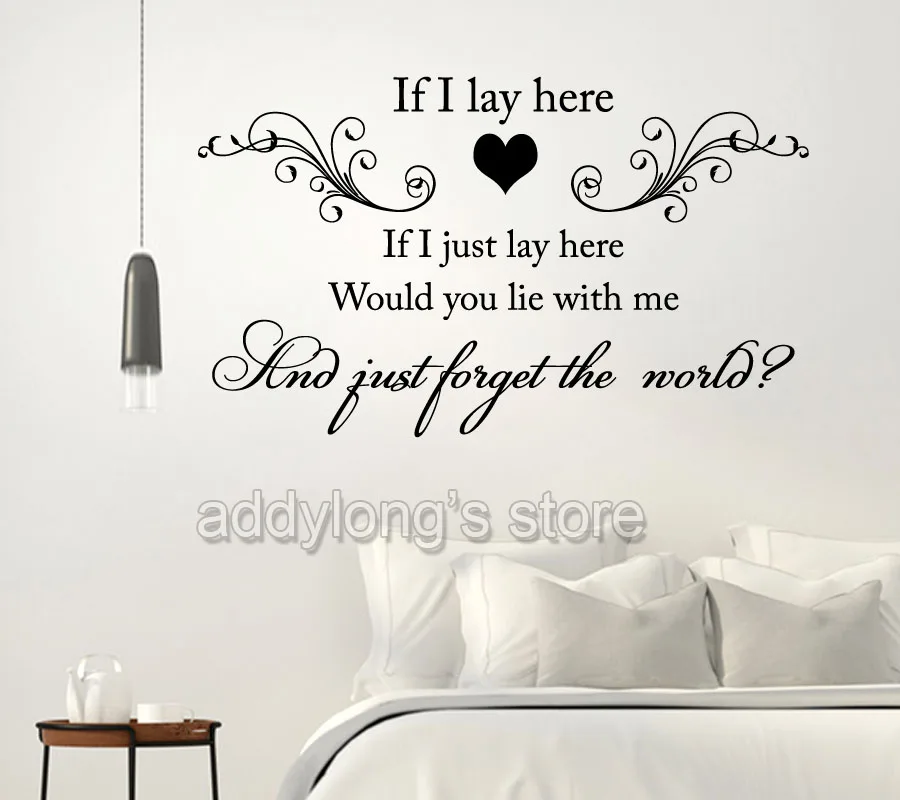 WALL QUOTES IF I LAY HERE SNOW PATROL Lyric Wall Decal Stickers WALL ART N37