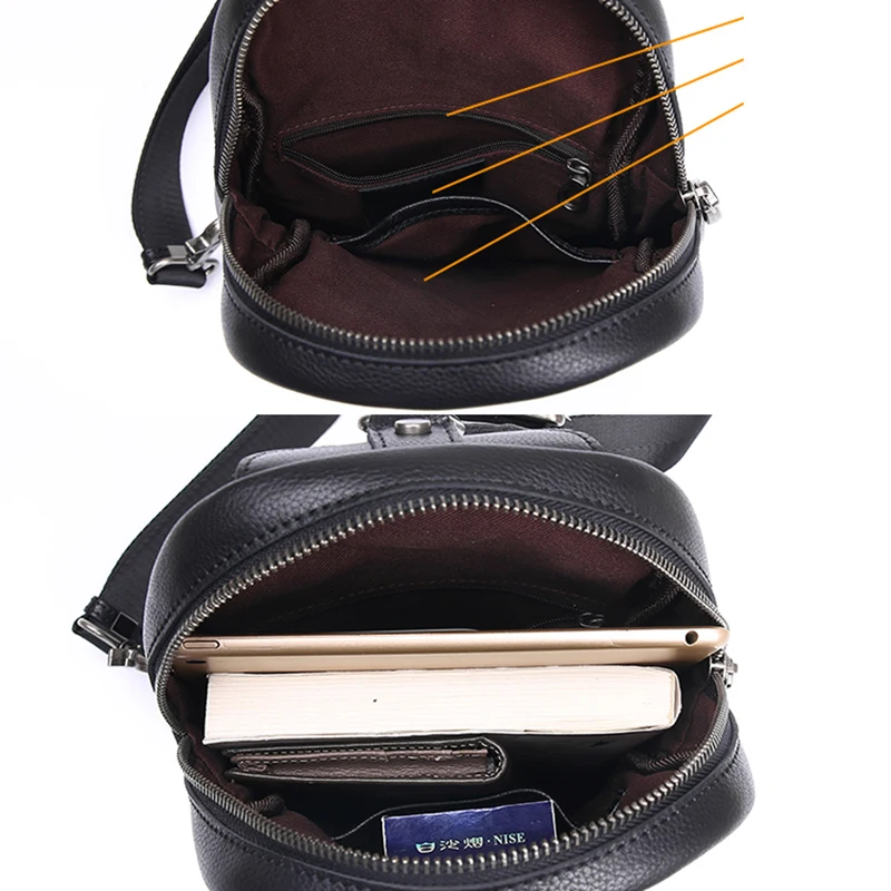 AETOO Leather Chest Bag Male Korean version Tide single shoulder bag leisure oblique cross small Baotou layer cowhide men's bag