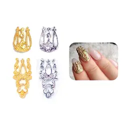 10 шт. Ретро полые металлические украшения для ногтей золото серебро 3D DIY Стразы для ногтей Аксессуары Декор Nailart Strass
