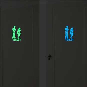 

Funny Luminous Toilet Sticker Cartoon Glow in the Dark Bathroom Sticker Washroom Door Sign Sticker WC Wall DIY Indicator Label