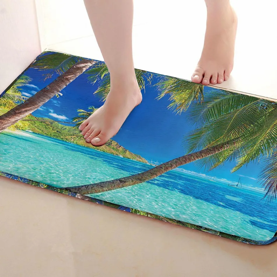 Кокосовое дерево Стиль Коврик для ванной комнаты, смешной Противоскользящий коврик для ванной, занавески для душа s аксессуары, соответствующие вашей душевой занавеске