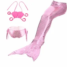 Swimmable-Conjunto de Bikinis con cola de sirena y aleta Monofin para niñas, cola de sirena bañador, disfraz de Cosplay para niña nadando