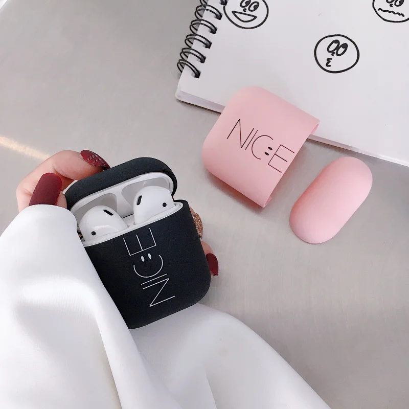NEW Hard Earphone Case For Apple Airpods 1/2 Shockproof Cover For Apple AirPods Earphone Cases Matte Pink Protector Couple Case