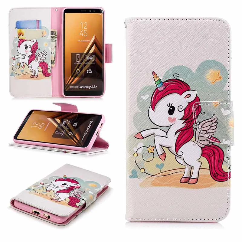 KEFO For Samsung Galaxy A8 Plus A6 Plus 2018 A5 2017 Case New Painting PU Leather Wallet Flip Luxury Book Style Cover Coque Capa (17)
