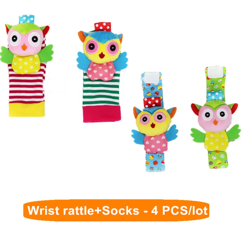 Мягкие игрушки-погремушки с рисунками животных для детей от 0 до 24 месяцев, детские погремушки на запястье и детские носки, игрушки-погремушки, скидка 10 - Цвет: F