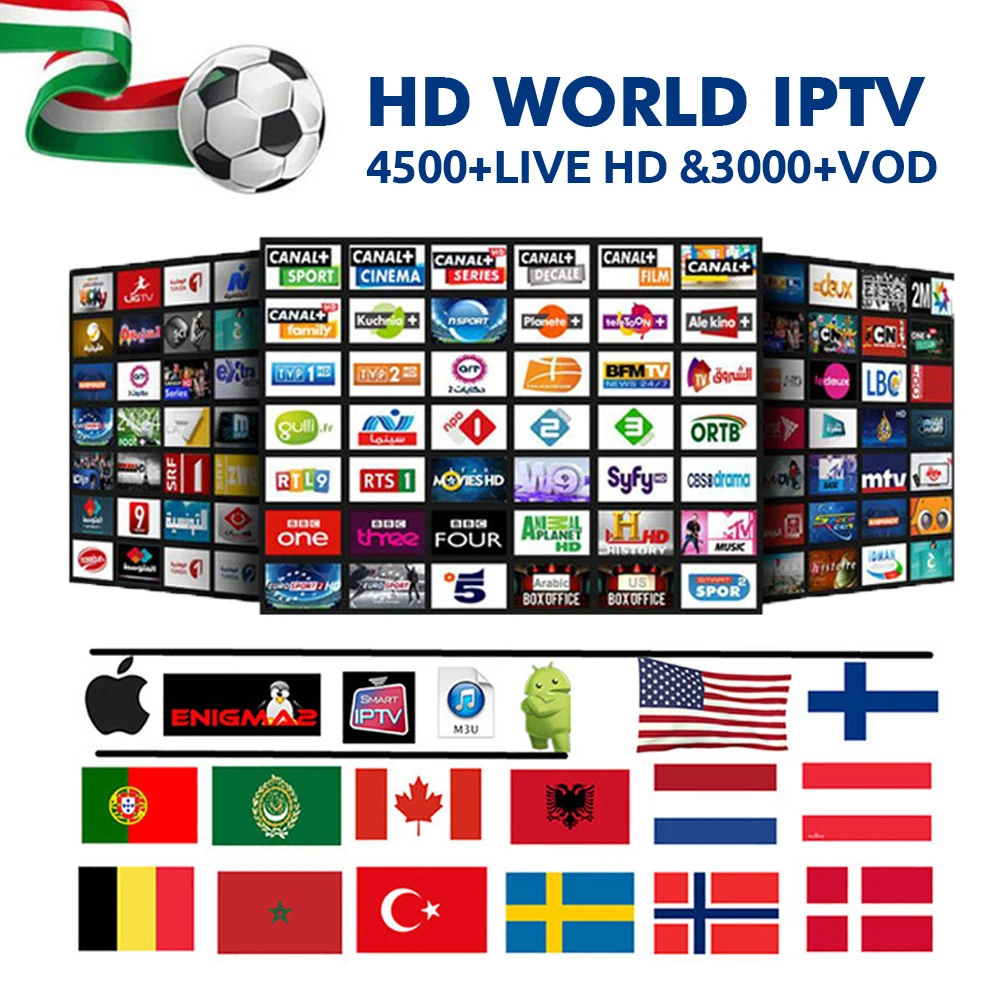 

Smart TV HD 4K IPTV subscription Portugal UK USA Italy French Spain Sweden iptv 1/2 Year for android tv box smart ip tv box m3u