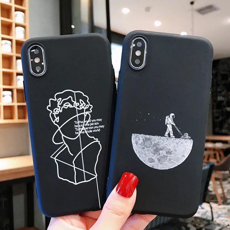 Чехол для телефона YOUVEI для iPhone 5 6 6 S 7 7 Plus 8 8 Plus X XR XS Max Cute Moon Line с рисунком, силиконовый чехол, Coque чехол для iPhone 7