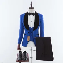 Изготовленный на заказ деловой мужской костюм, мужской Королевский синий костюм, 3 предмета, костюмы для выпускного вечера, Новое поступление, вечерние свадебный смокинг, куртка+ брюки+ жилет