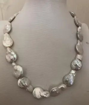 

elegant 14-15mm south sea baroque white pearl necklace 18"14