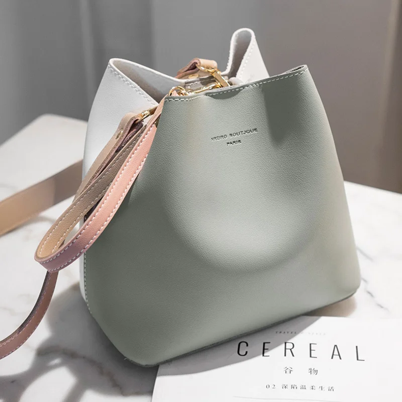

Autumn composite bucket fashion bag Korean version matching color small bag casual crossbody bag and handbag