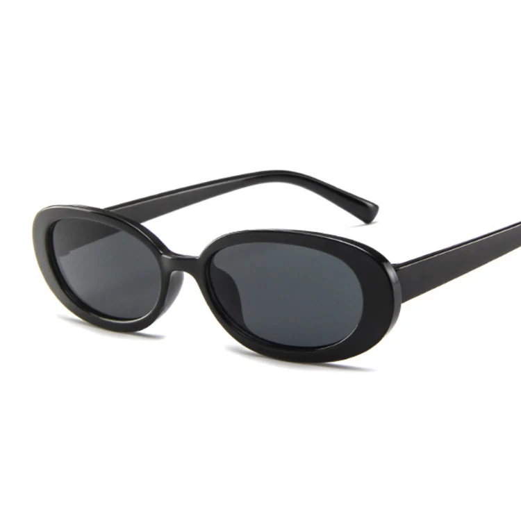Женские Овальные Солнцезащитные очки, модные солнцезащитные очки, женские винтажные очки, женские полупрозрачные линзы, женские UV400 - Цвет линз: BlackGray