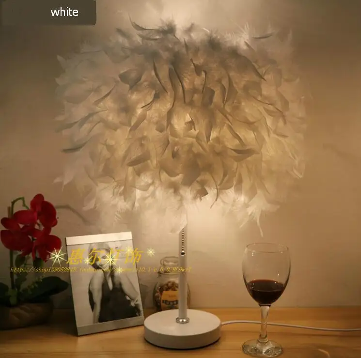 A1 European style feather table lamp wedding celebration NEW decorative lamp bedroom bedside creative living room lighting ZL356 bedroom bedside lamp european style garden lace wedding celebration cloth decoration gift new red lamp