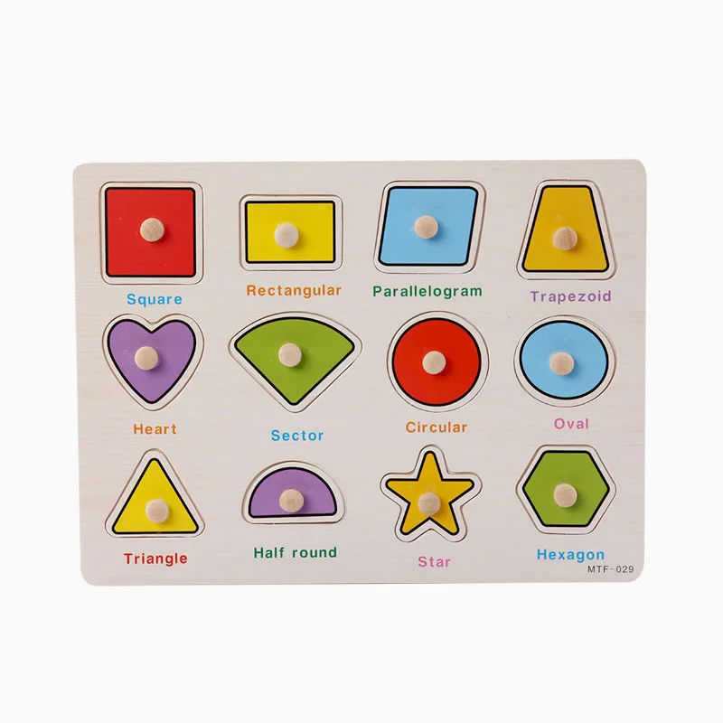 High quality Wooden Puzzle Toy Cartoon Style Geometry Educational