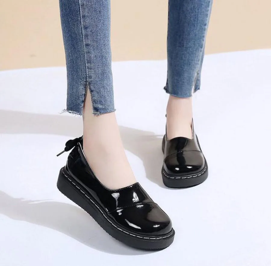 

2019 Spring New Women's Single Shoes Korean Version of the Round Toe Shoes Thick-soled Height Increasing Fashion Shoes Women
