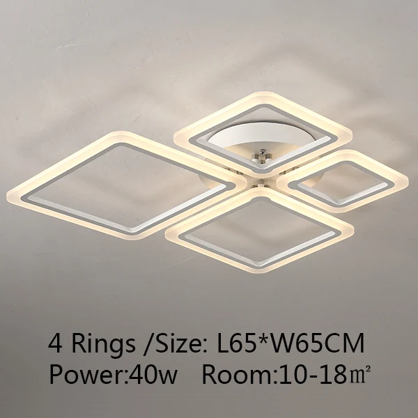 NEW led Ceiling Lights For Livingroom Bedroom luminaria abajur Indoor Lights Fixture Ceiling Lamp For Home Decorative Lampshade - Цвет корпуса: 4 Ring L65xW65CM