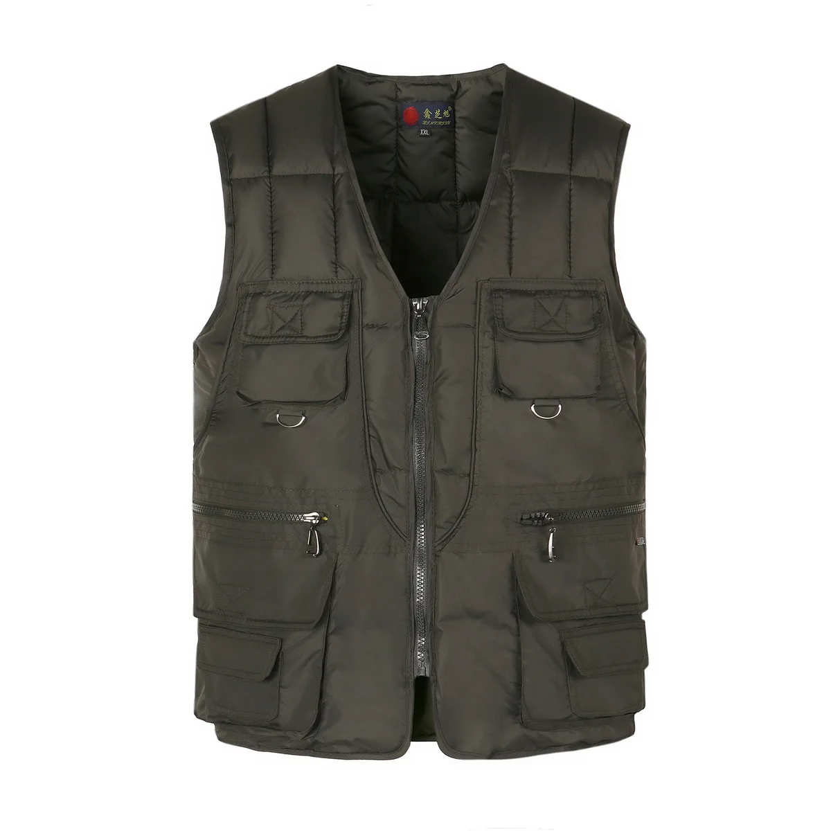 3622 Autumn Winter Sleeveless Jacket Waistcoat Men Fishiong Thickening Keep Warm Down Vests Male With Many Pockets Bodywarmer - Цвет: Серый