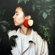 Ручной работы деревянные Большие профиль Apathy маска лицо серьги гвоздики женские модные ювелирные изделия