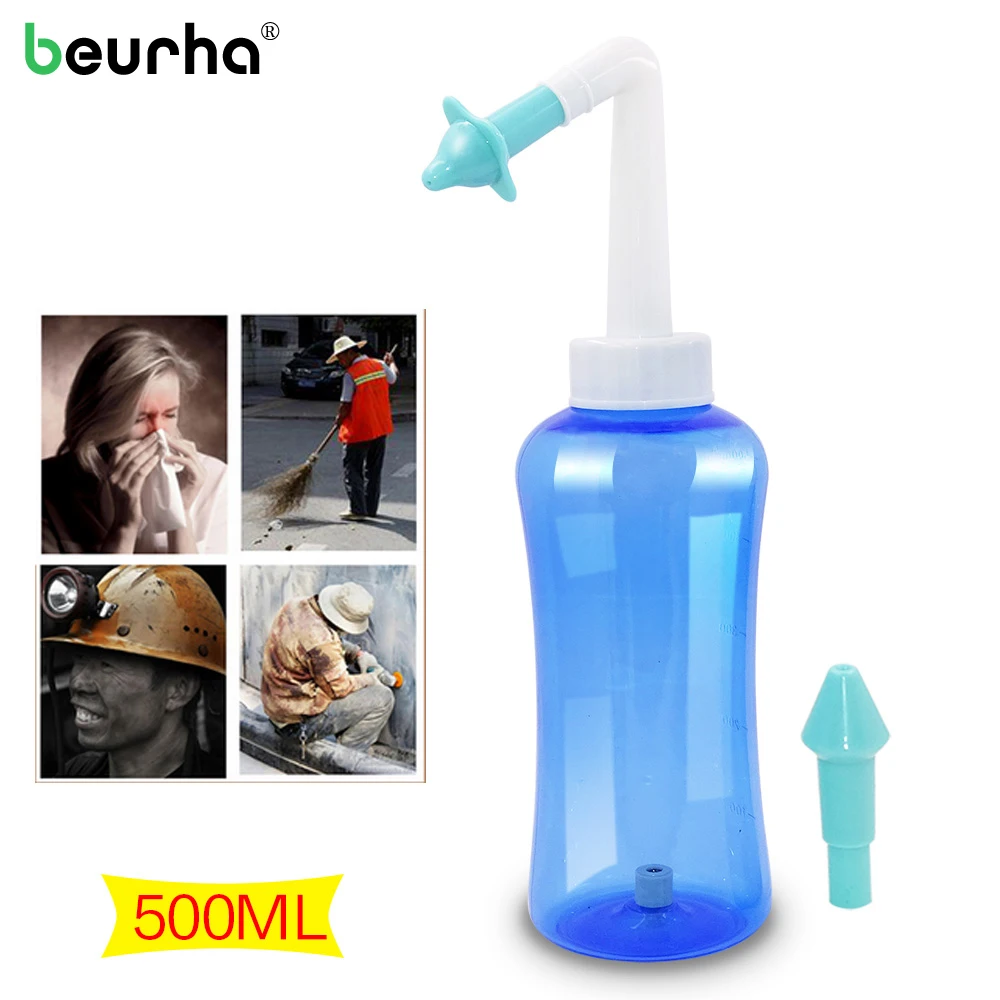 

Beurha 500ML 1 Set Adults Children Nose Wash Cleansing System Pot Nasal Pressure Allergies Relief Rinse Neti Cleaning Washing