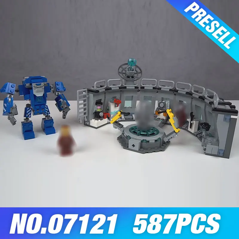 

07121 Super Heroes Toys Iron Man Hall of Armour Compatible 76125 Model Building Blocks Bricks Children DIY Halloween Gifts