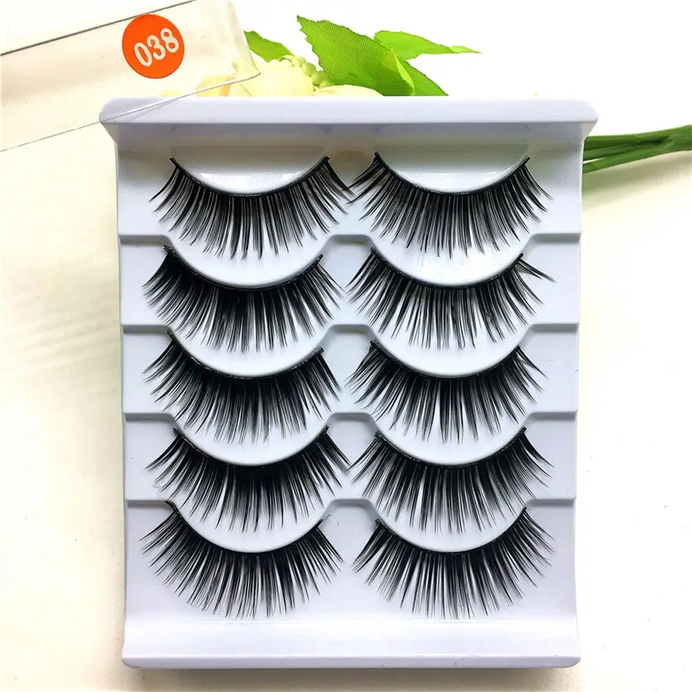 5 Pairs/Pack Fashion Woman False EyeLashes Black Natural Long Cross Thick False Eyelashes Extension Beauty Makeup Tools