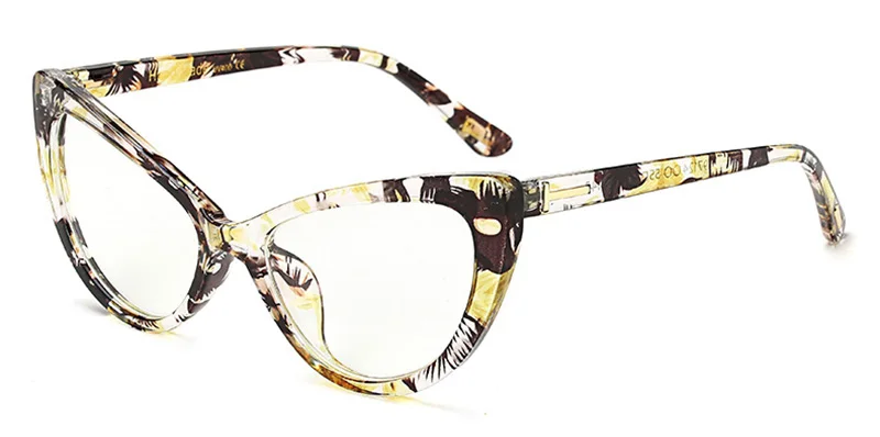 SHUAN 10 цветов модные женские солнцезащитные очки кошачий глаз брендовые дизайнерские винтажные женские прозрачные линзы UV400 - Цвет линз: Amber Clear