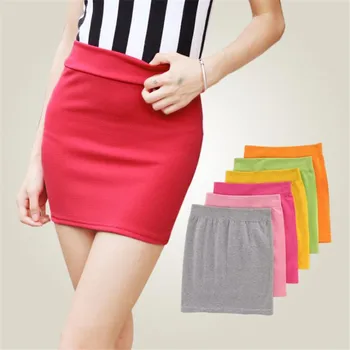 

CHSDCSI Elastic Sexy Skirt Lady Candy Color Solid Mini-Skirt Women Casual Empire Packet Buttock Hot Black Short Skirts Dropship