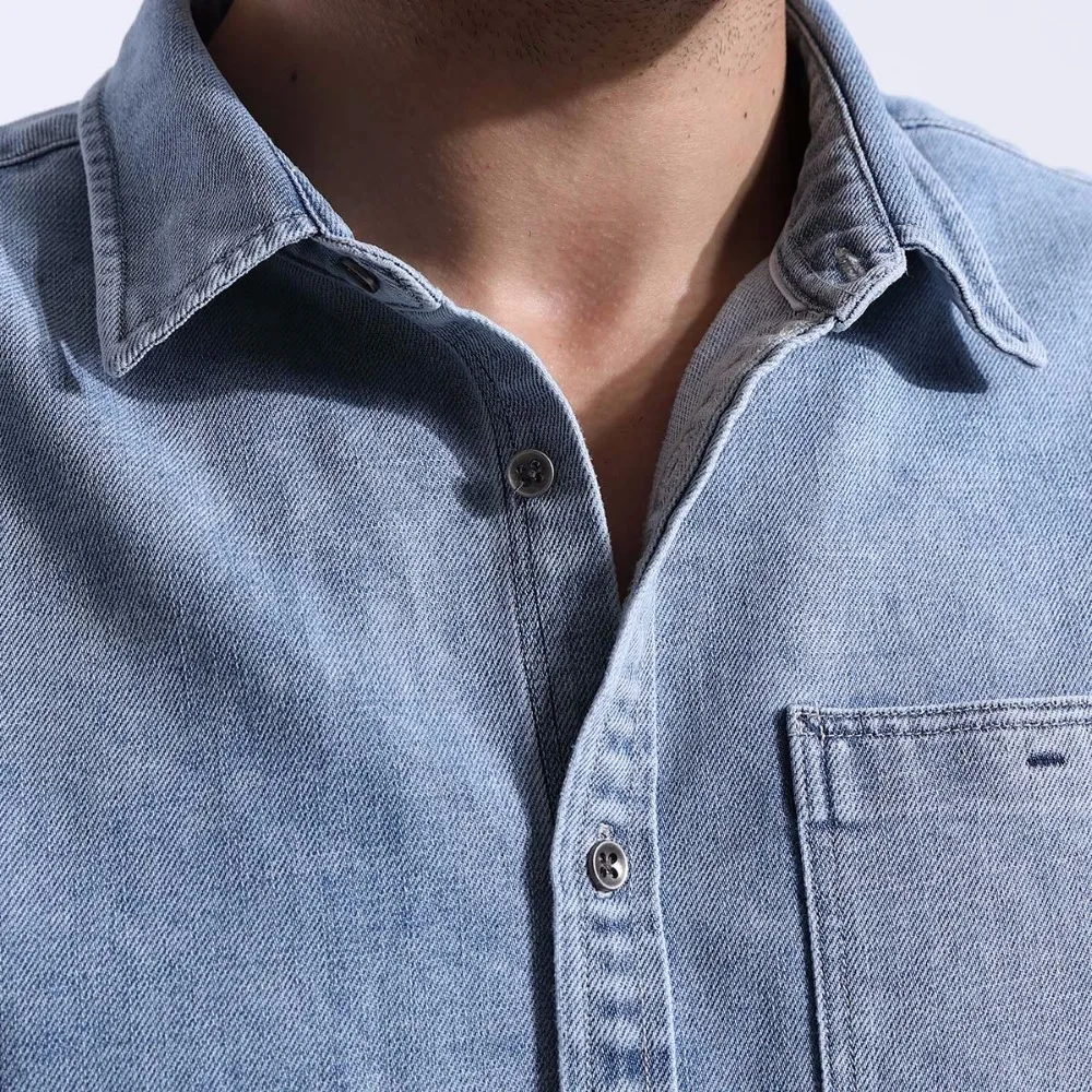 SIMWOOD 2019 новые весенние Джинсовые рубашки Для мужчин карман Slim Fit с длинным рукавом