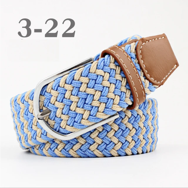 ZLD 60 Colors Female Casual Knitted Pin Buckle Men Belt Woven Canvas Elastic Expandable Braided Stretch Belts For Women Jeans 8