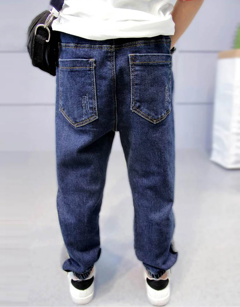 IENENS/От 5 до 13 лет повседневные свободные джинсовые брюки для мальчиков джинсовые штаны-шаровары для мальчиков модные детские длинные джинсы для маленьких мальчиков