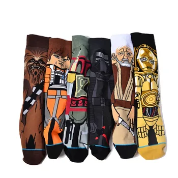

Daddy Chen 2018 Men Socks Cotton Crew Dress Up Sock Happy Star Wars The Last Jedi Funny Novelty Character Flag Elite Socks Gifts
