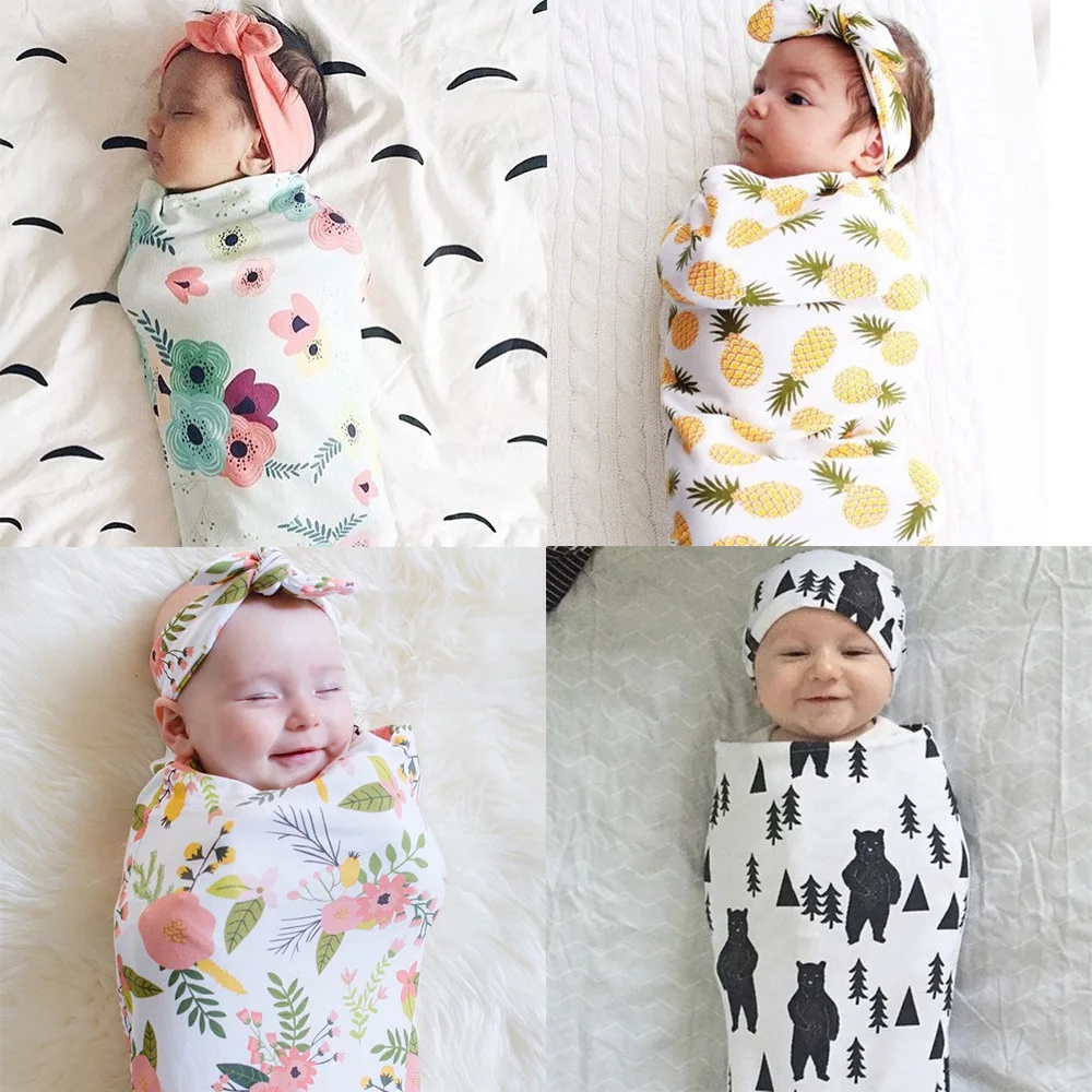 2Pcs Newborn Fashion Baby Swaddle Blanket Baby Sleeping Swaddle Muslin