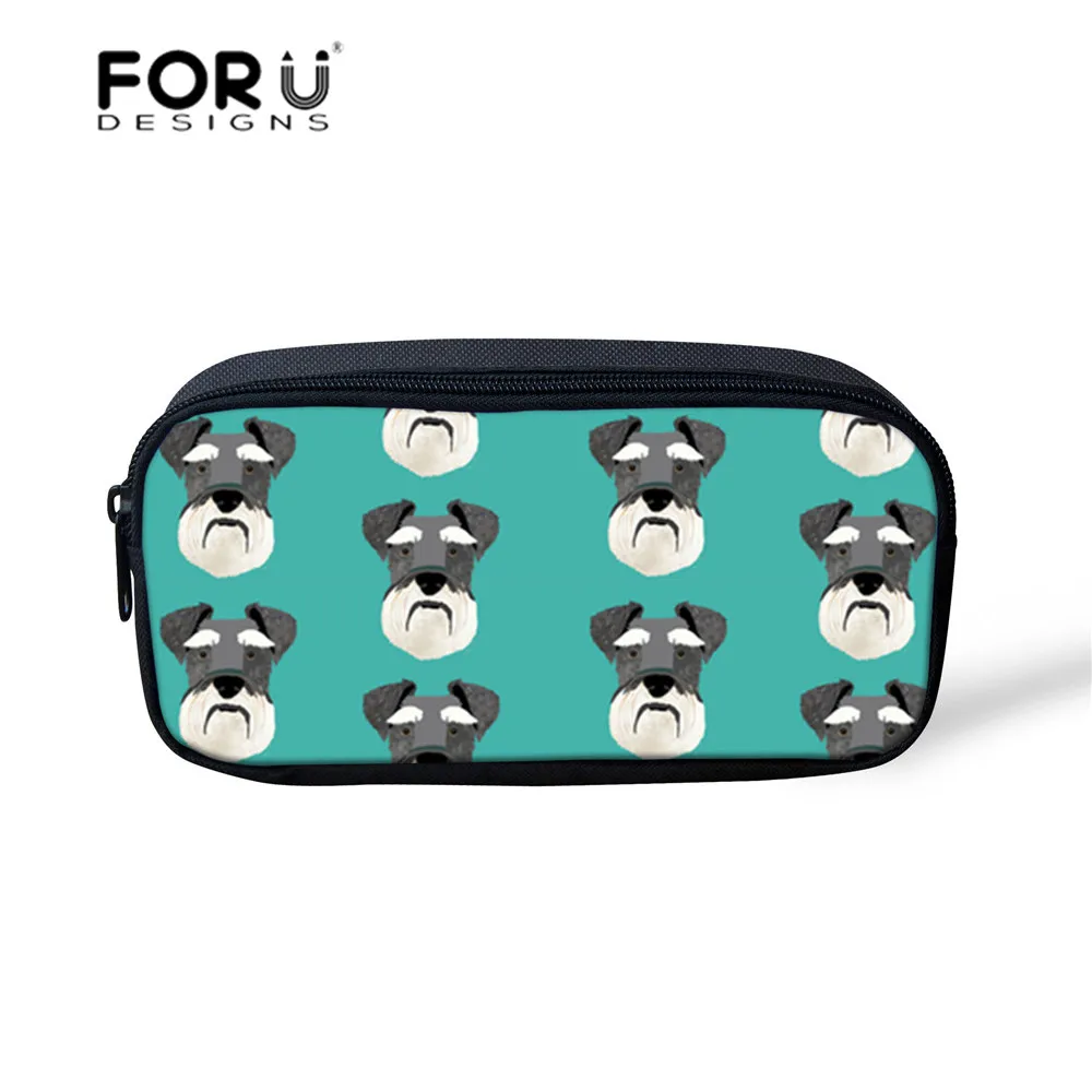 

FORUDESIGNS Cosmetic Bag Makeup Organizers for Cosmetics Cute Schnauzer Printing Pencil Case for Children Portable Pen Pouch
