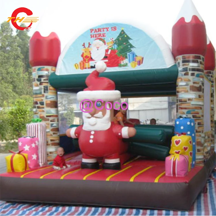 free shipping to door,4x4x3m Inflatable Santa Clause Jumping Combo