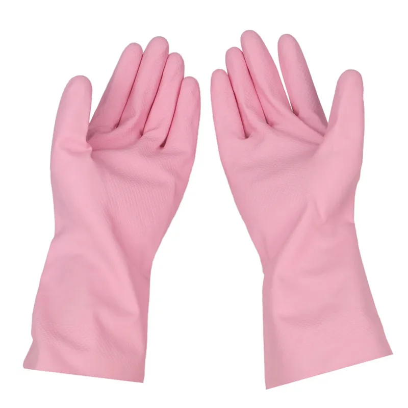 

Pair Pink Household Latex Rubber Gloves Multi Function Washing Cleaning Scouring Tool Hand Protector Kitchenware Dirt Remove
