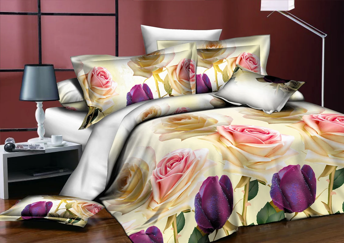 Лидер продаж 3D набор постельного белья с Три-дэ принтом; цветочный узор; Стёганое одеяло, покрывало на кровать, простынь, наволочка чехол 4 шт - Цвет: graceful stand