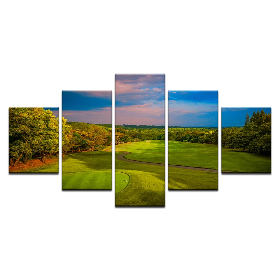 Canvas Paintings Printed 5 Pieces Golf Course Wall Art Pictures For Living Room pcs print posters Drop Shipping | Дом и сад