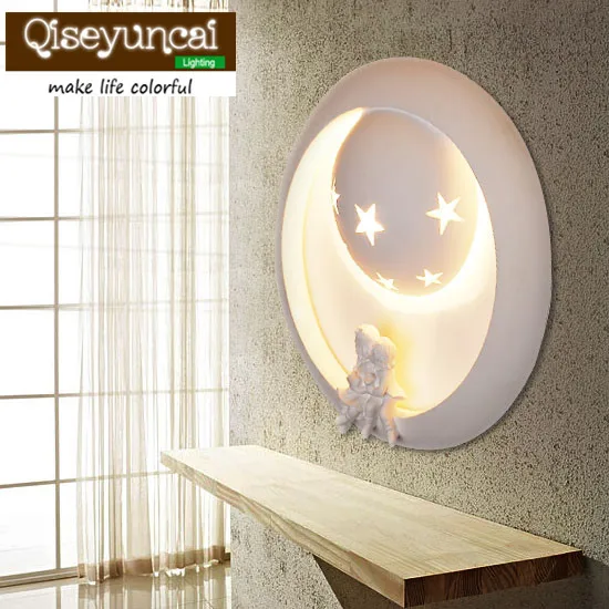 

Qiseyuncai Creative cartoon art wall lamp wall of the living room children room bedroom aisle stairs corridor lamp Hotel bedside