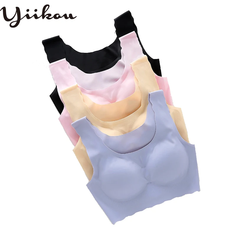 

Female spring and summer one-piece seamless sleep vest bra women's wave no rim bra underwear