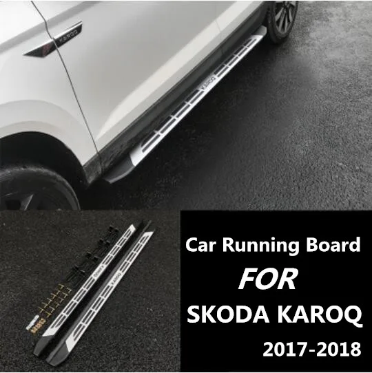 

JIOYNG Aluminum Alloy + ABS Car Running Board Side Step Nerf Bar Guard Fits For SKODA KAROQ 2017 2018 Sport Style