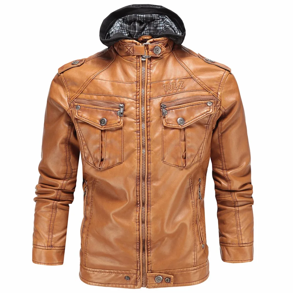Men Winter Leather Jackets New Brand Plus Velvet Mens Casual Leather