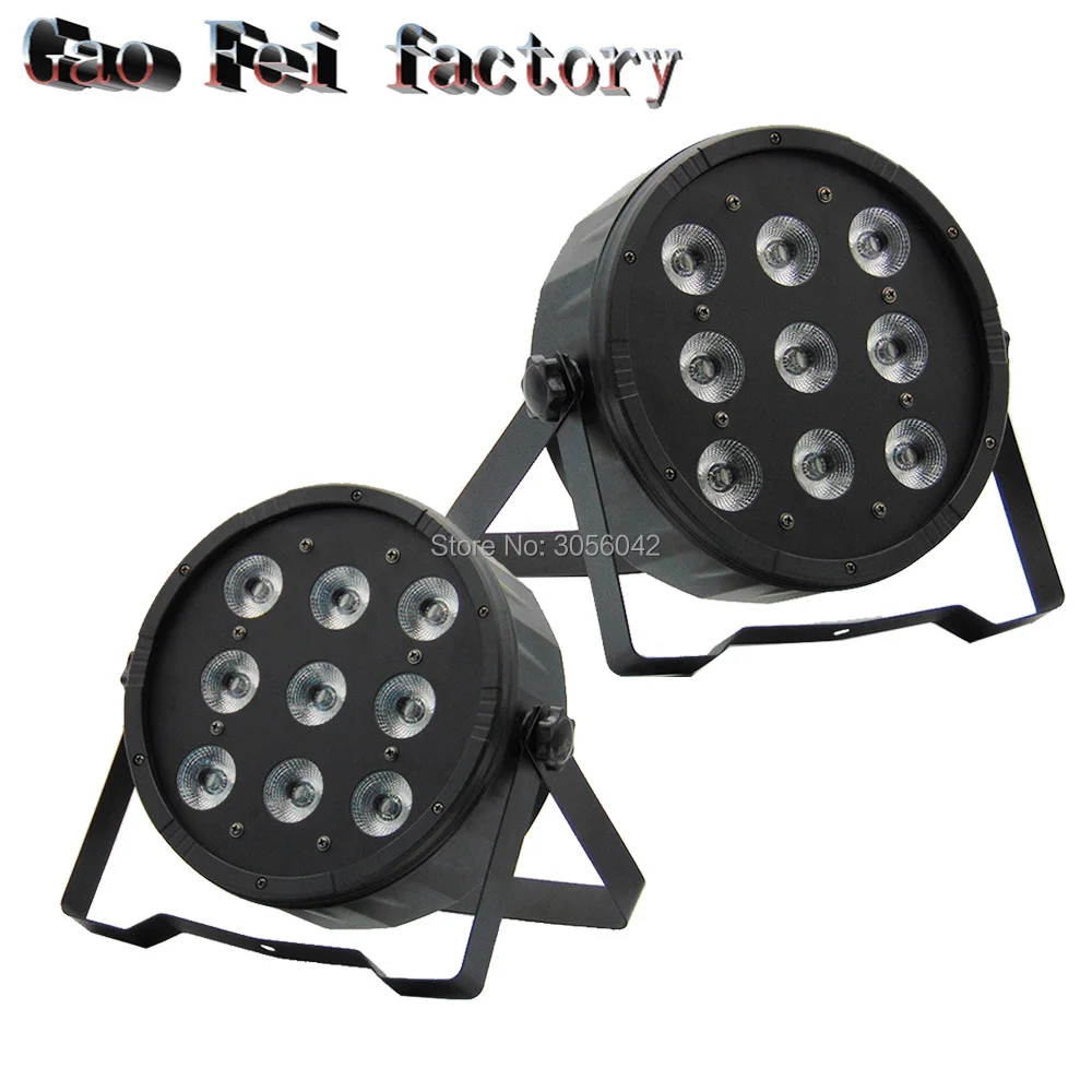 

2PCS/LOT 9 LEDs Flat LED Par RGBW Stage Light Lamp Voice Activated Discos Music