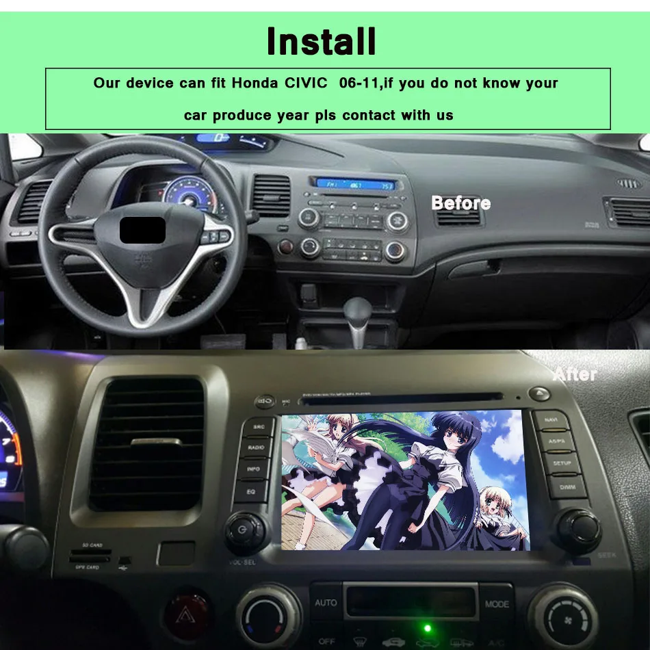 Top Octa Core Android 9.0 Car Head Unit for Honda Civic 2006-2011 Left Hand Driving DVD with Radio RDS BT WIFI Car GPS Navigation 8