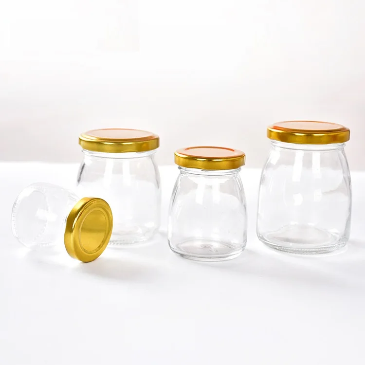 

6pcs/lot 50ML/100ML/150ML/200ML Glass Jar Honey Packing Bottle Jam Jar Candy Bottle Glass Storage Bottle Gold Lids