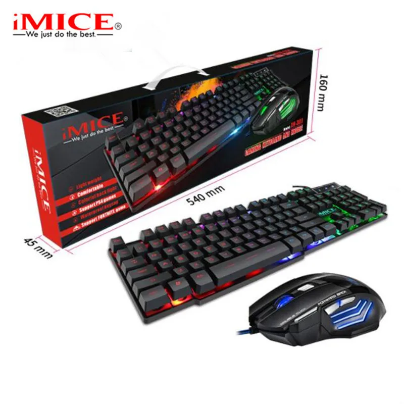 Проводная игровая клавиатура iMice имитация механической клавиатуры светодиодный