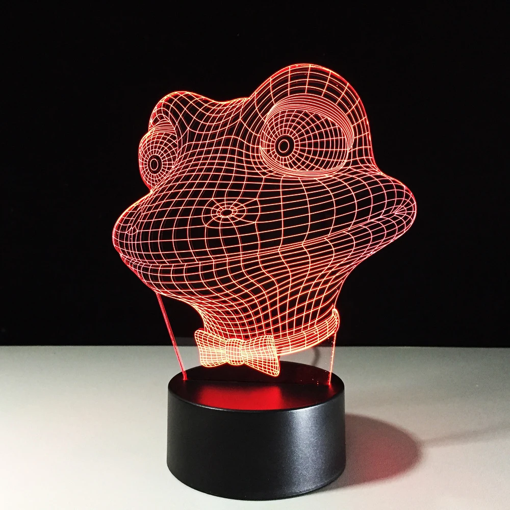 Творческий животных лягушка 3d светодиодный светильник USB Ночные светильники 7 цветов Изменение Настольные лампы тумбы Детские спальные Рождество подарки на день рождения