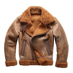 2018 европейский размер высокое качество супер теплая Натуральная овечья кожа куртка мужская Большие размеры B3 Дубленки военный