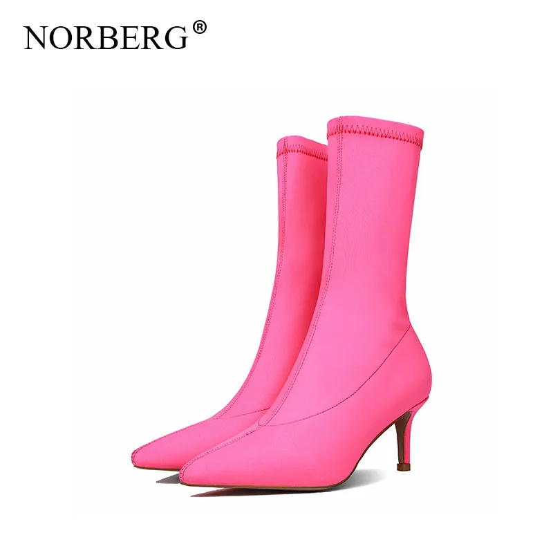 

new fashion Ankle Boots Thin Heel High Heels Elastic Ankle Boots Pointy Toe Women Shoes Sexy Party LadiesComfort Boots pumps