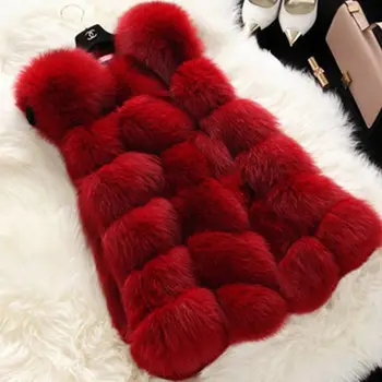 

new coat Arrival Winter Warm Fashion Women Import Coat Fur Vests High-Grade Faux Fur Coat Fox Fur Long Vest Women's Jacket