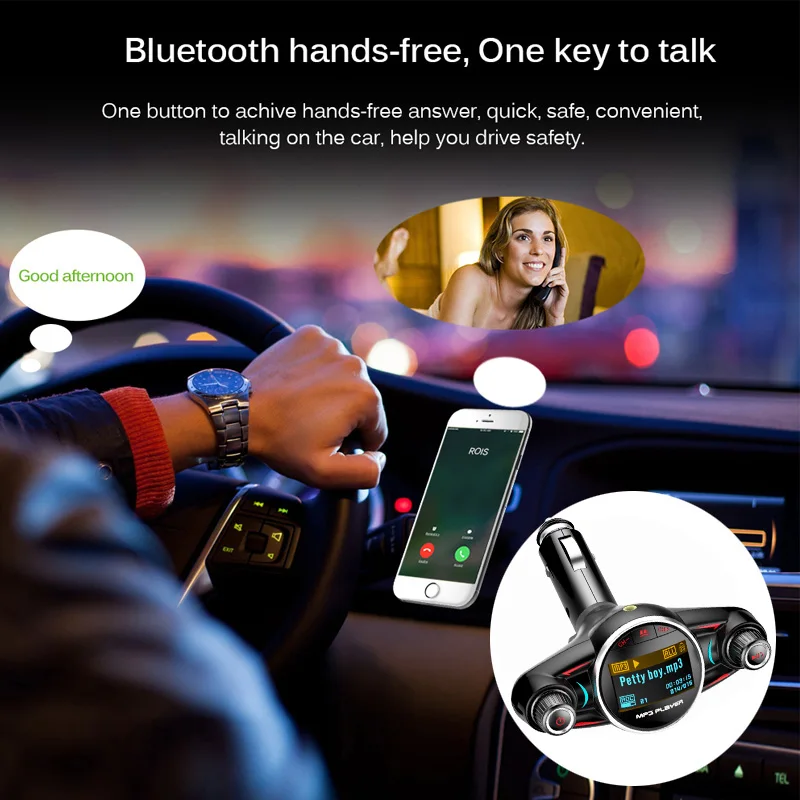 JINSERTA Мини Bluetooth MP3 плеер с fm-передатчиком светодиодный экран Handsfree TF карта USB Play Автомобильный mp3 плеер Зарядка для телефона